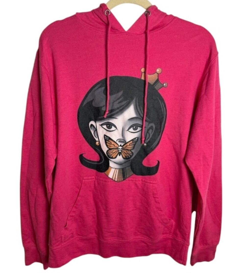 TeePublic The Silence of the Monarch Pink Hoodie Fishmas Graphic Butterfly M